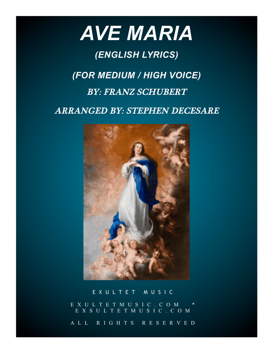 Ave Maria (English Lyrics - Medium/High Key - Piano accompaniment) Piano, Vocal scores gallery preview page 1