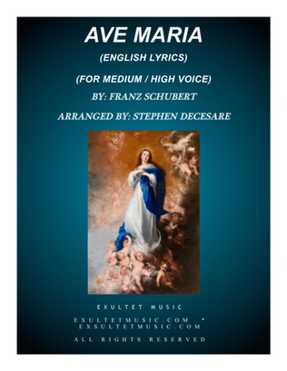 Ave Maria (English Lyrics - Medium/High Key - Piano accompaniment)