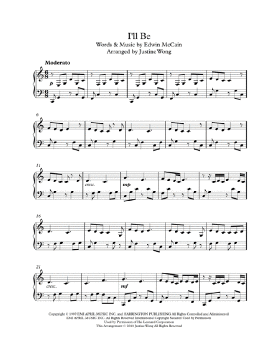 I'll Be Piano Solo scores gallery preview page 3