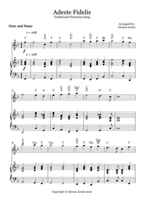 Adeste Fidelis - Traditional Christmas Song - for Flute and Piano - Score and Parts