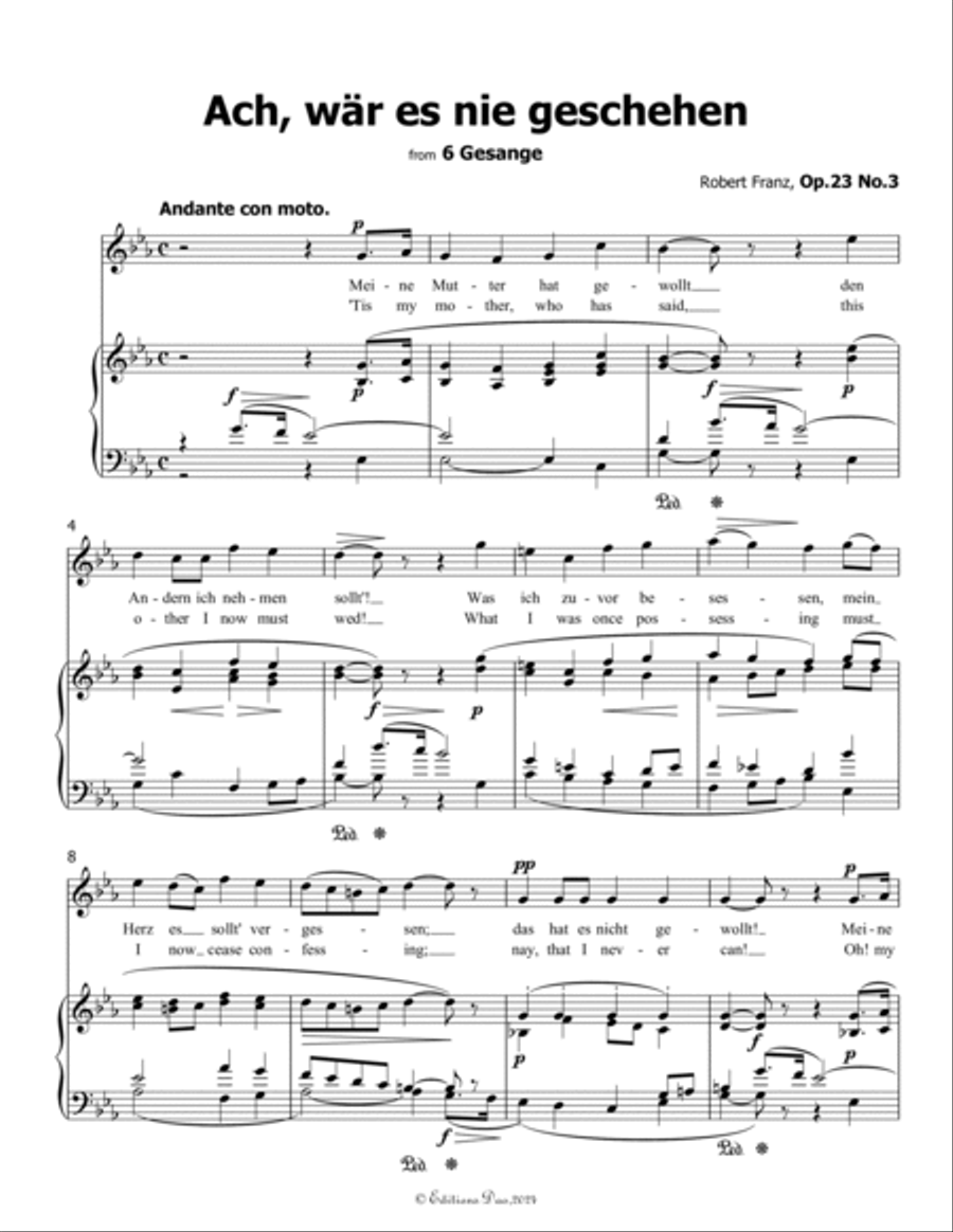Ach, war es nie geschehen, by Robert Franz, in c minor Voice scores gallery preview page 3