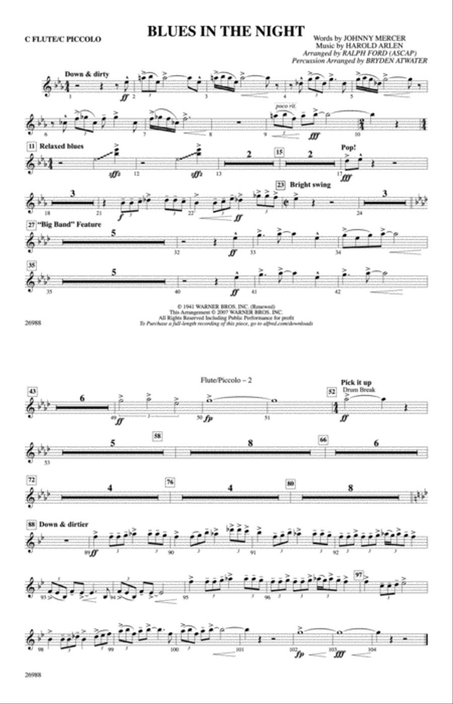 Blues in the Night: Flute Marching Band scores gallery preview page 1