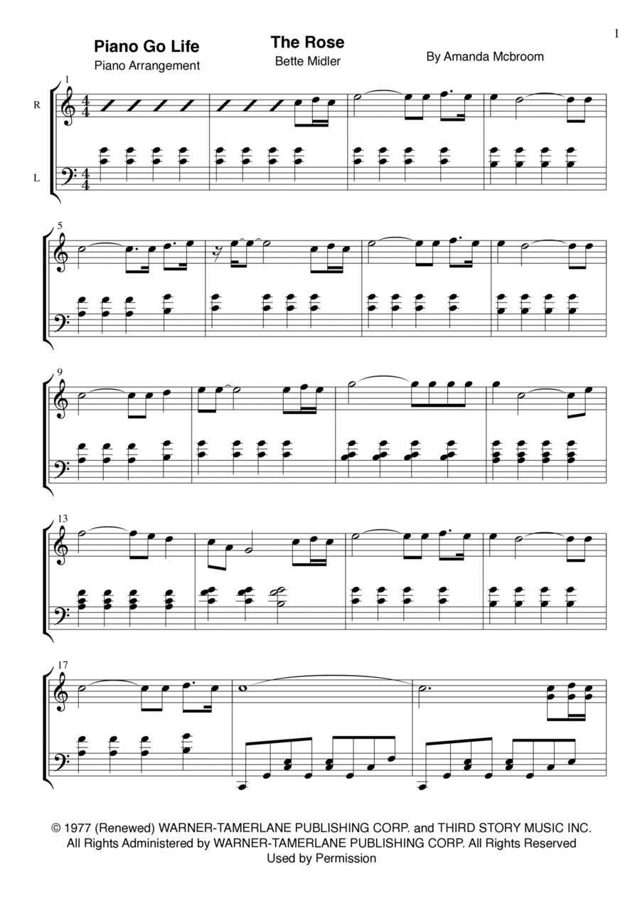The Rose Piano Solo scores gallery preview page 1