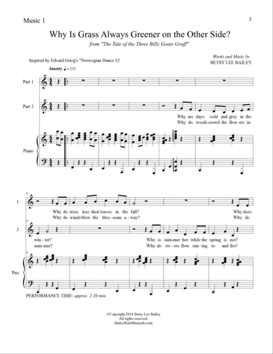 The Tale of the Three Billy Goats Gruff - Score