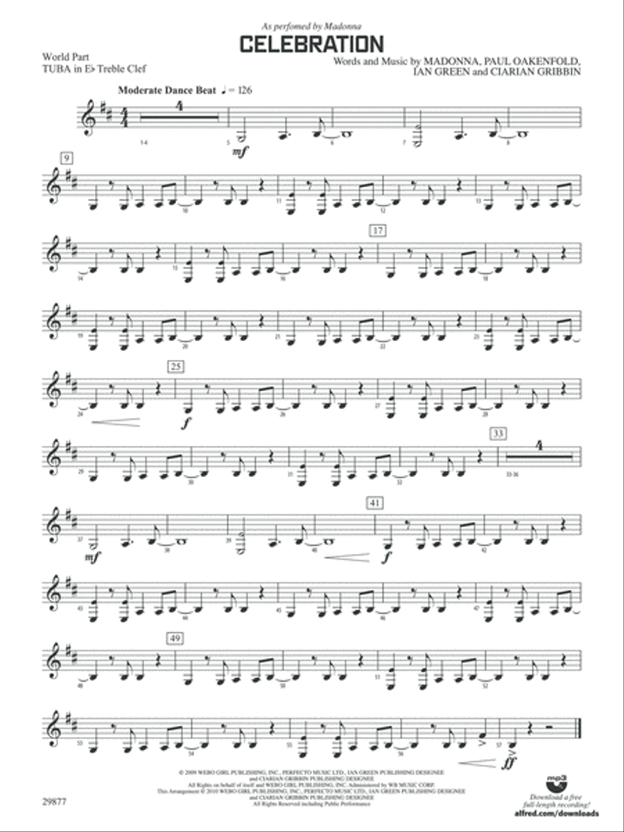 Celebration: (World Part) E-flat Tuba T.C. Concert Band scores gallery preview page 1