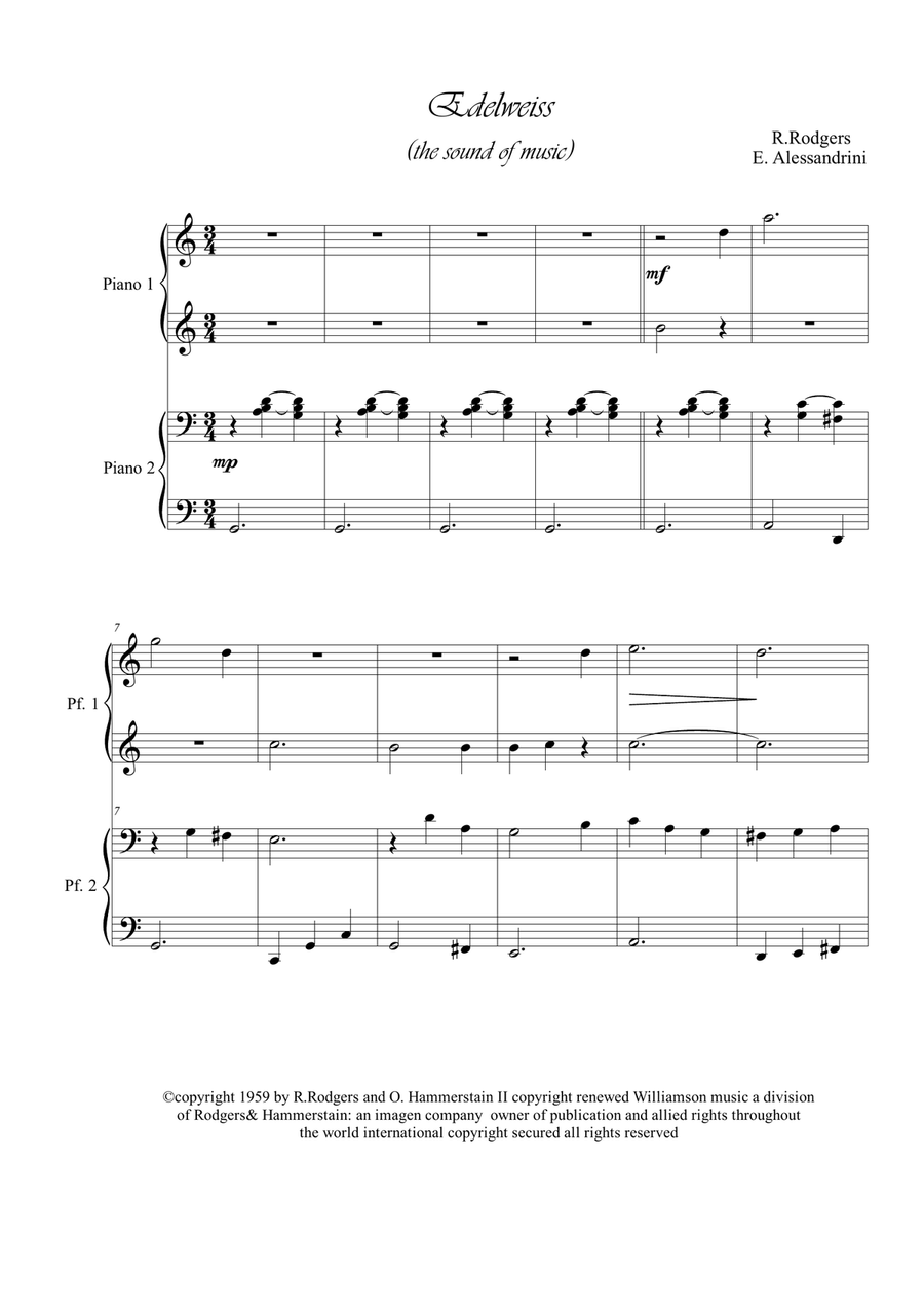 Edelweiss Easy Piano scores gallery preview page 1