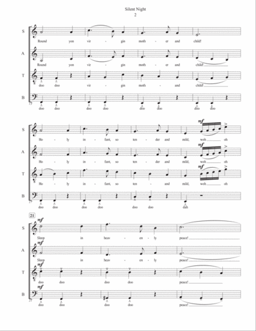 Silent Night - SATB Acappella 4-Part scores gallery preview page 2