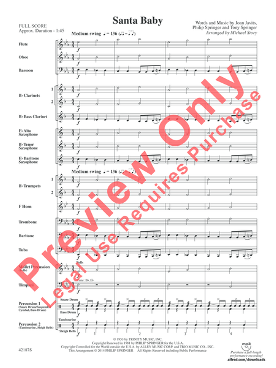 Santa Baby Concert Band scores gallery preview page 3