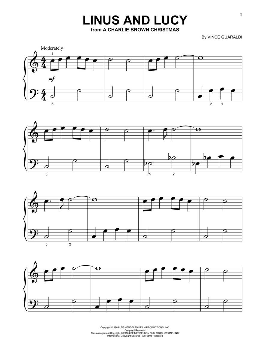 Linus And Lucy Piano Solo scores gallery preview page 1