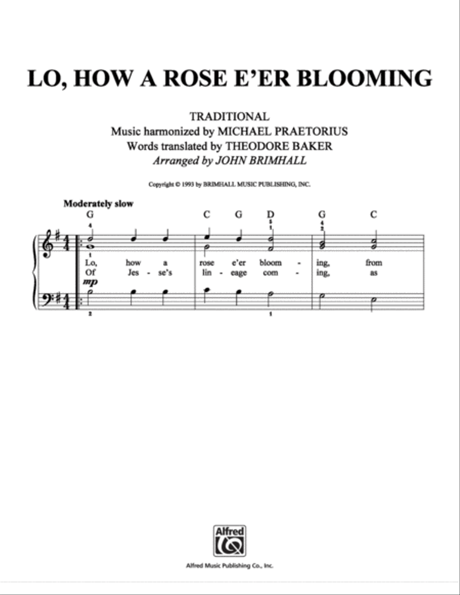 Lo, How A Rose E'er Blooming Easy Piano scores gallery preview page 1
