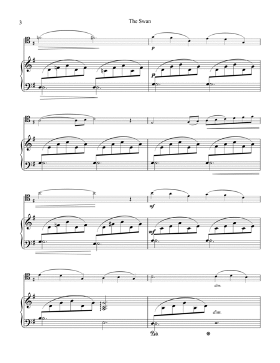 The Swan / Le cygne for cello and easy piano Easy Piano scores gallery preview page 3