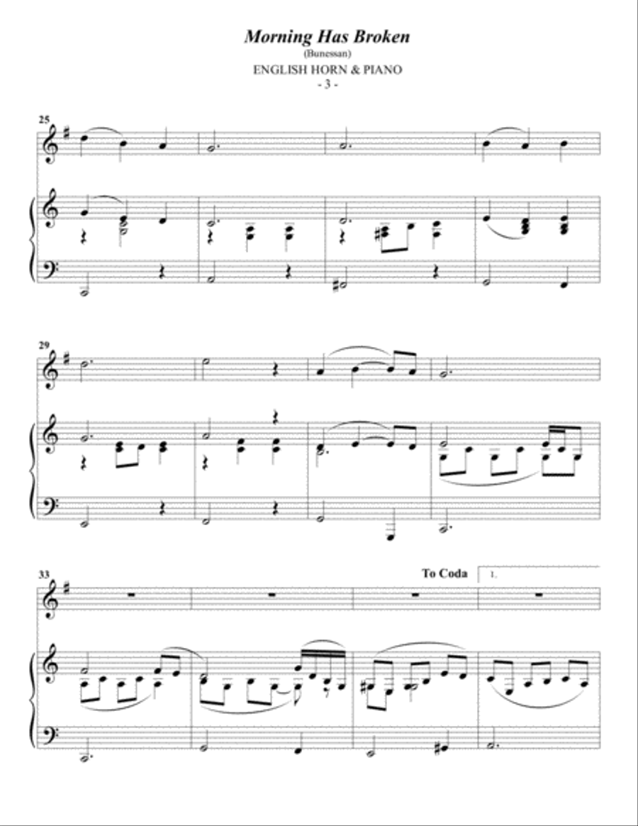 Morning Has Broken English Horn scores gallery preview page 3