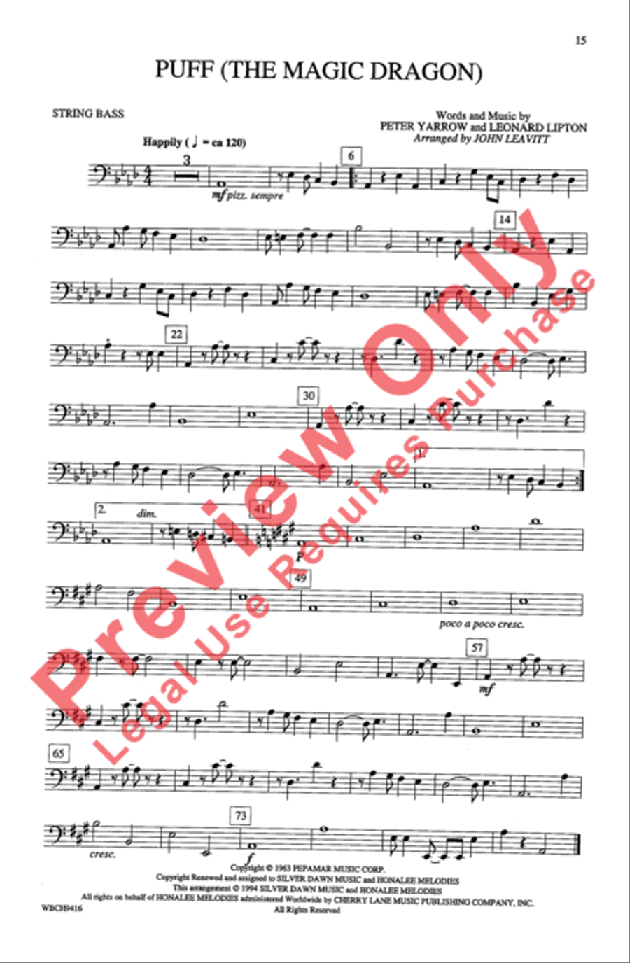 Puff (The Magic Dragon) 4-Part scores gallery preview page 15