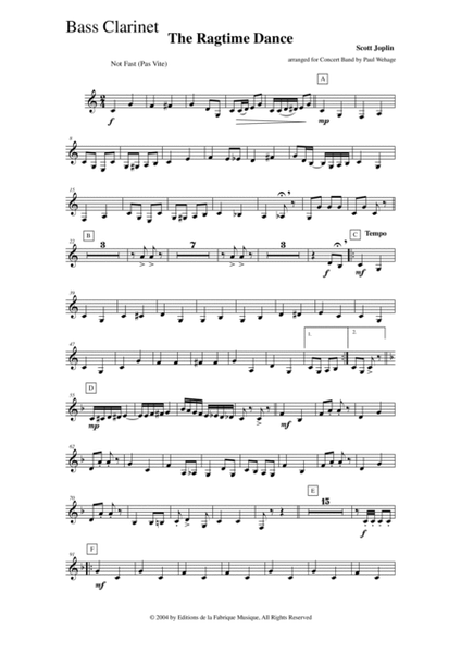 Scott Joplin: The Ragtime Dance, arranged for concert band by Paul Wehage: bass clarinet part