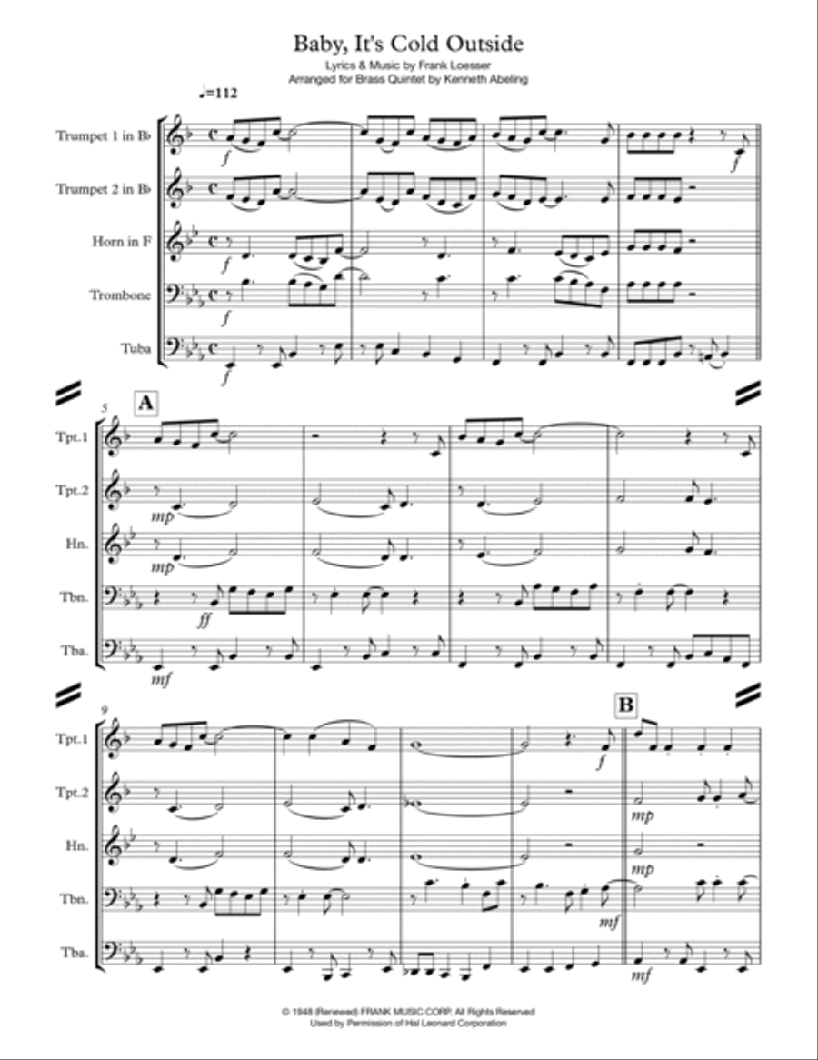 Baby, It's Cold Outside Brass Ensemble scores gallery preview page 2
