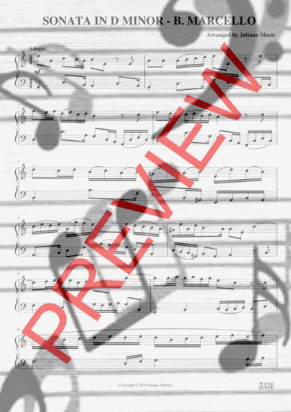 SONATA IN D MINOR (EASY PIANO - C VERSION) - B. MARCELLO image number null