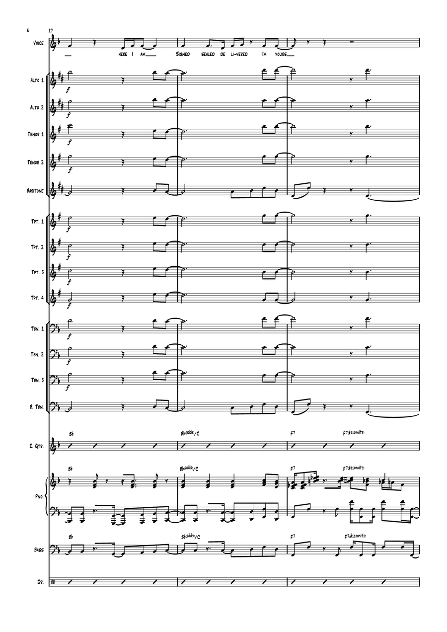 Signed, Sealed, Delivered I'm Yours Jazz Ensemble scores gallery preview page 6