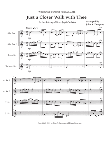 Just a Closer Walk with Thee / Solace (Sax Quartet: AATB) image number null