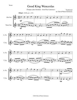 Variations on Good King Wenceslas (Tempus adest floridum) for alto and tenor saxophones