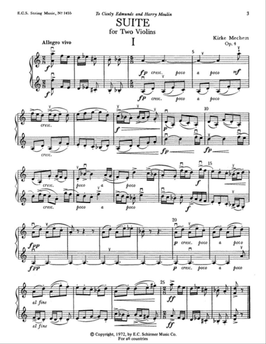 Suite for Two Violins Violin scores gallery preview page 1