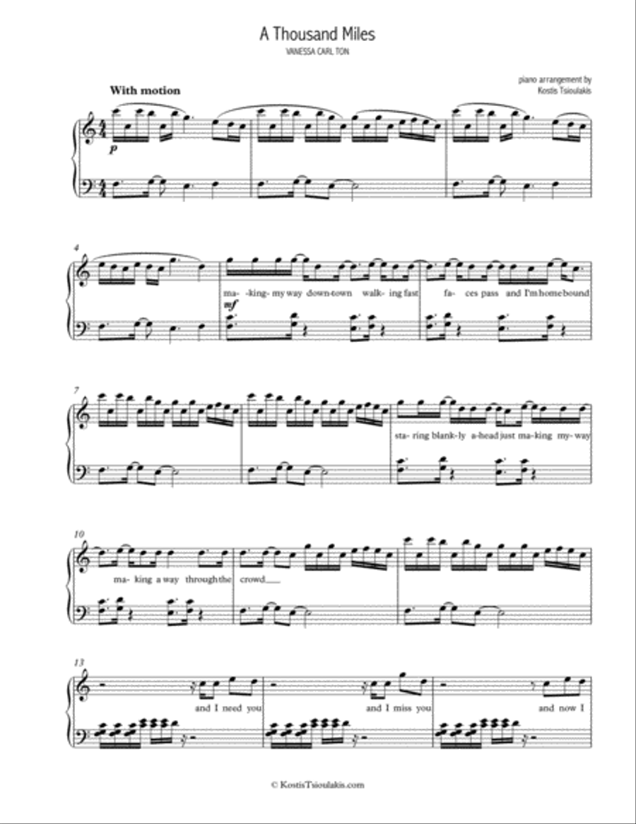 A Thousand Miles A Thousand Miles Voice scores gallery preview page 1