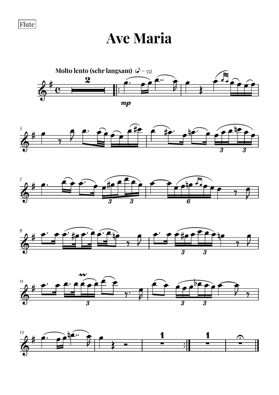Ave Maria by Schubert for Woodwind Trio (Flute, Oboe, Clarinet) Woodwind Trio scores gallery preview page 3