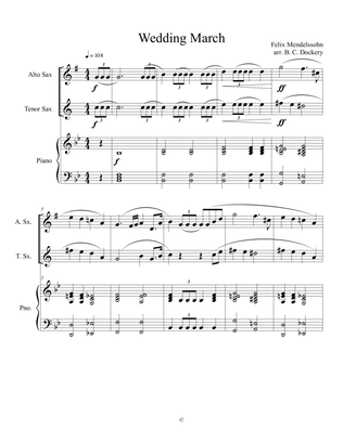 Wedding March (Alto and Tenor Sax Duet) with optional piano accompaniment