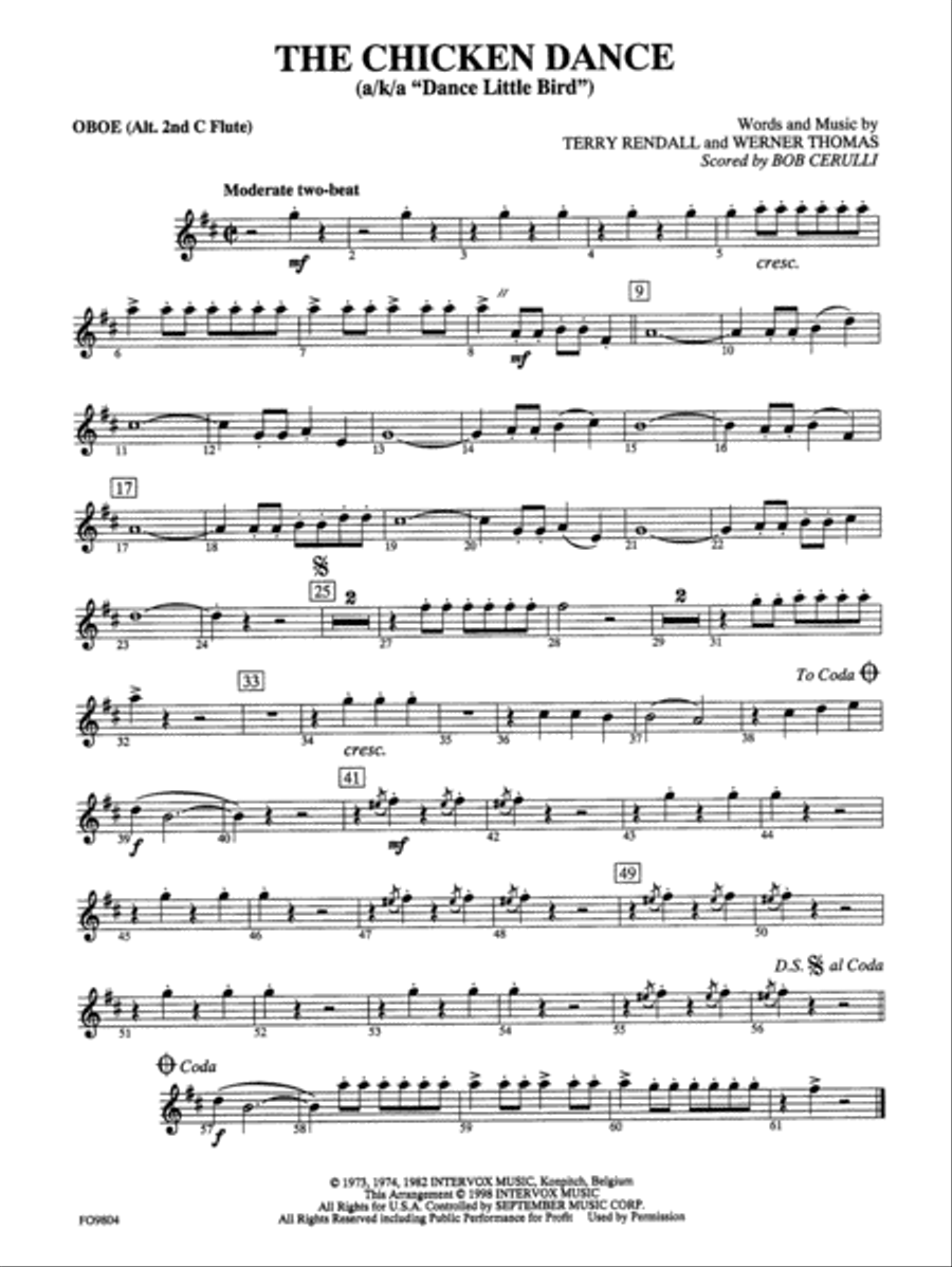 The Chicken Dance: Oboe The Chicken Dance: Oboe Full Orchestra scores gallery preview page 1