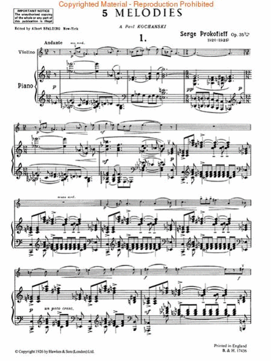 Five Melodies, Op. 35a