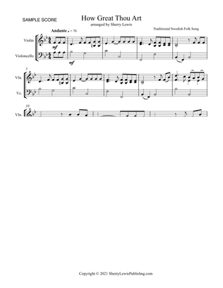 HOW GREAT THOU ART, STRING DUO Intermediate Level for violin and cello