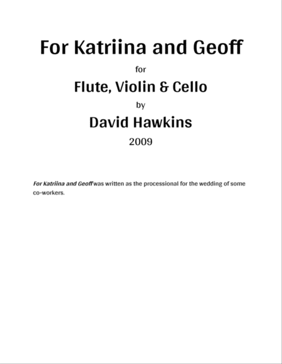 For Katriina and Geoff Small Ensemble scores gallery preview page 1