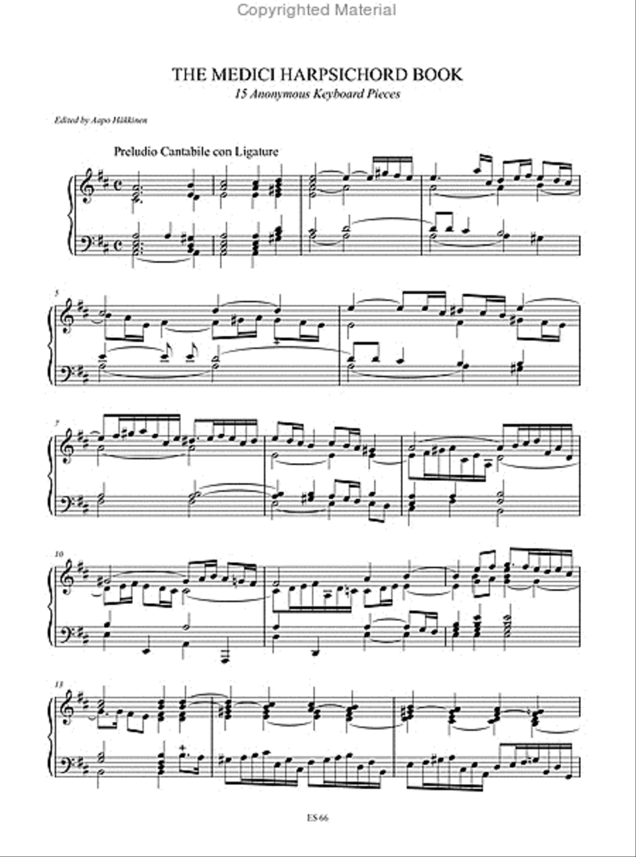 The Medici Harpsichord Book. 15 Anonymous Keyboard Pieces (late 17th century) Harpsichord scores gallery preview page 2