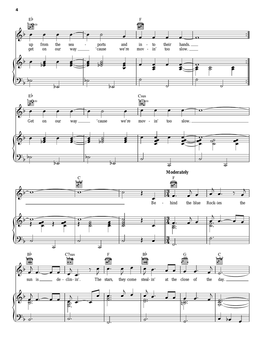 Canadian Railroad Trilogy Piano, Vocal, Guitar scores gallery preview page 4