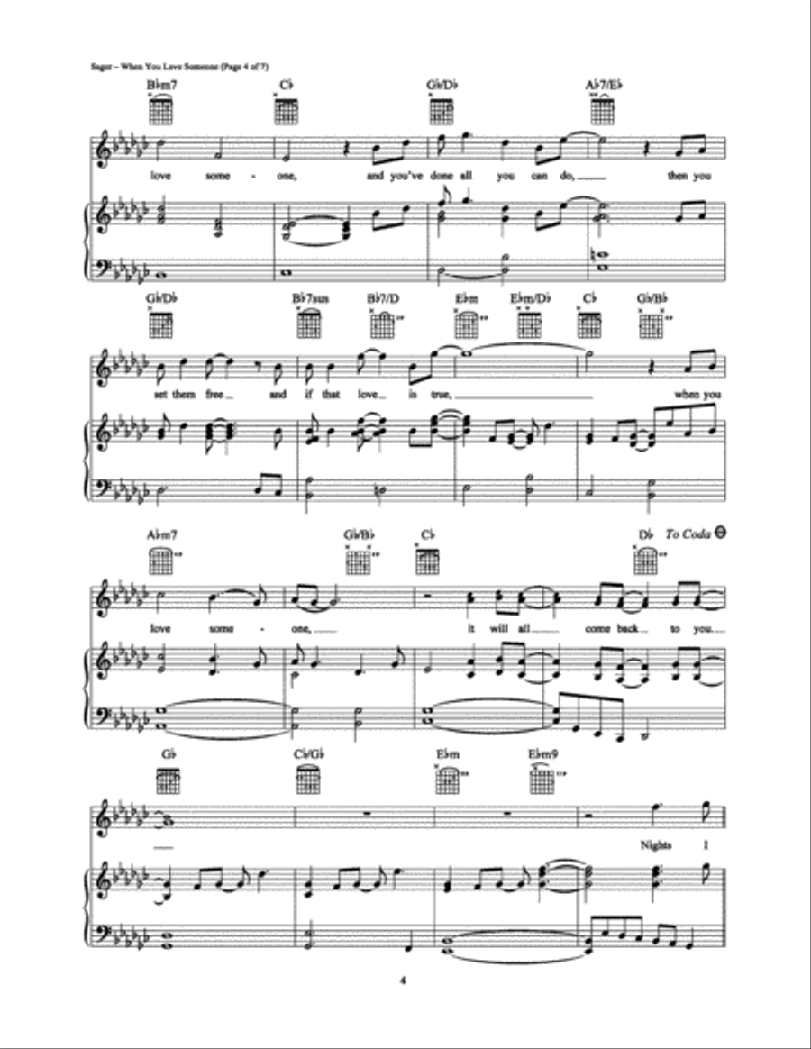 When You Love Someone Piano, Vocal, Guitar scores gallery preview page 4