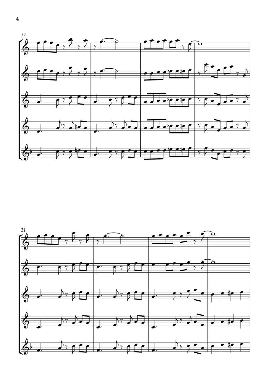 Rudolph The Red-nosed Reindeer Flute Quartet scores gallery preview page 4