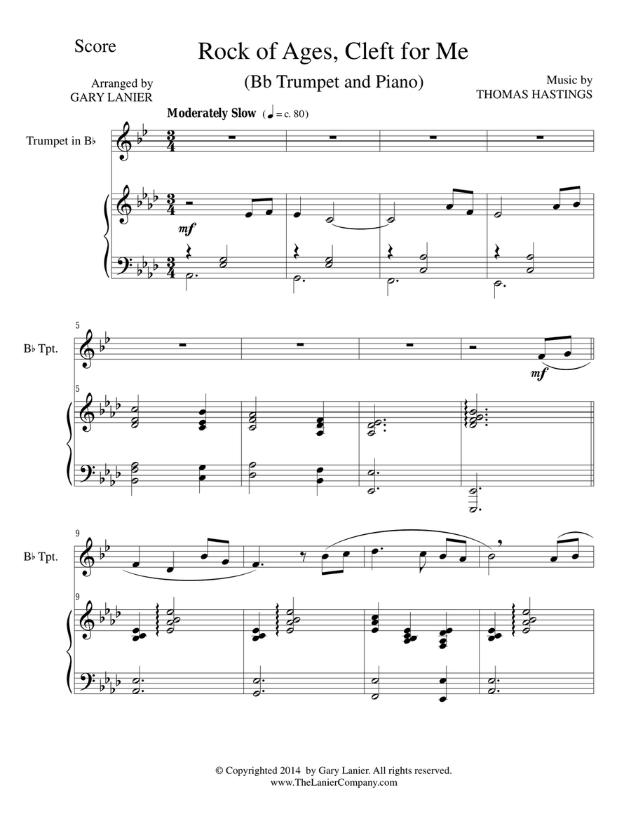 ROCK OF AGES (Bb Trumpet/Piano and Trumpet Part) Trumpet Duet scores gallery preview page 1