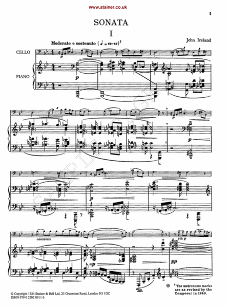 Sonata in G minor for Cello and Piano