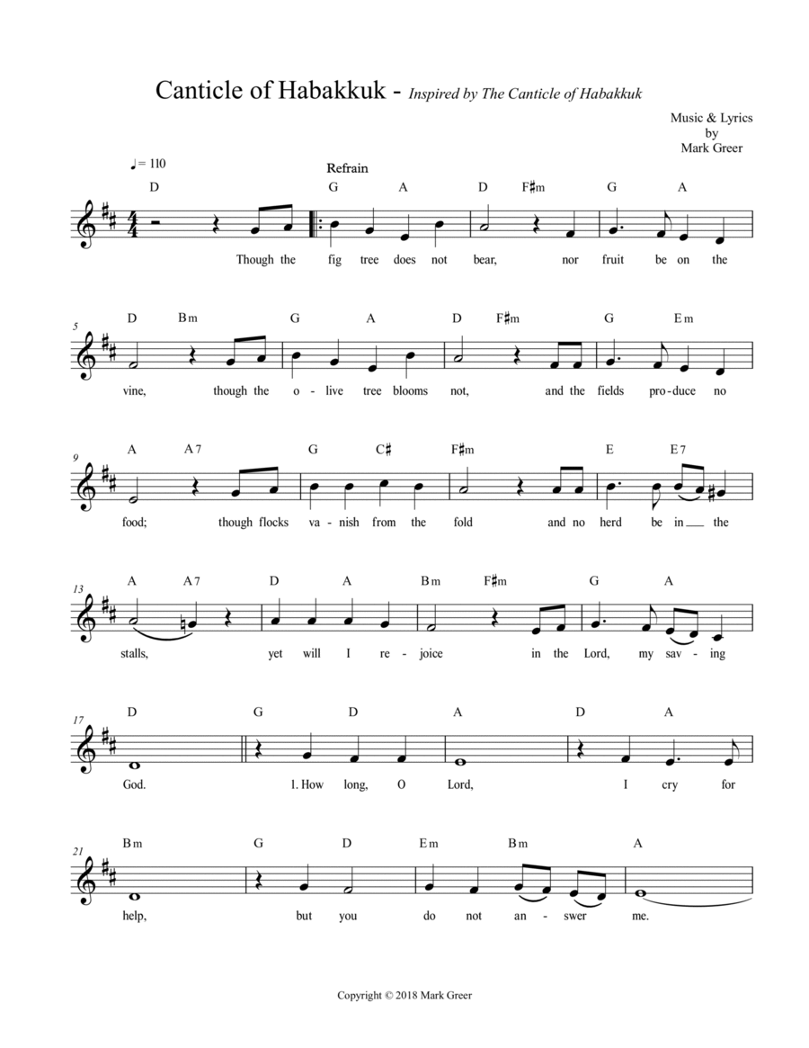 Canticle of Habakkuk Guitar scores gallery preview page 1
