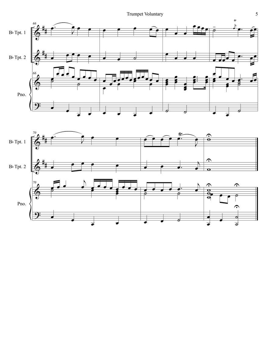 Trumpet Voluntary (Duet for Bb-Trumpet - Piano Accompaniment) Trumpet Voluntary (Duet for Bb-Trumpet - Piano Accompaniment) Trumpet Duet scores gallery preview page 6