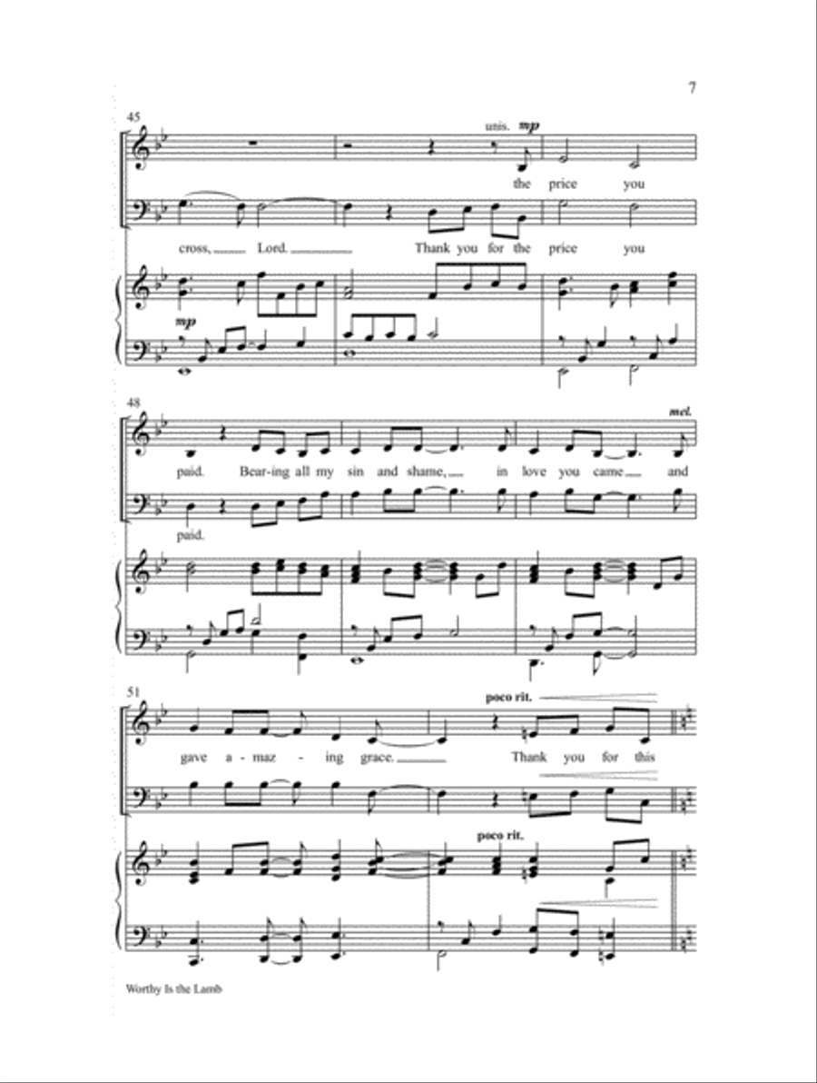 Worthy Is the Lamb 3-Part scores gallery preview page 7
