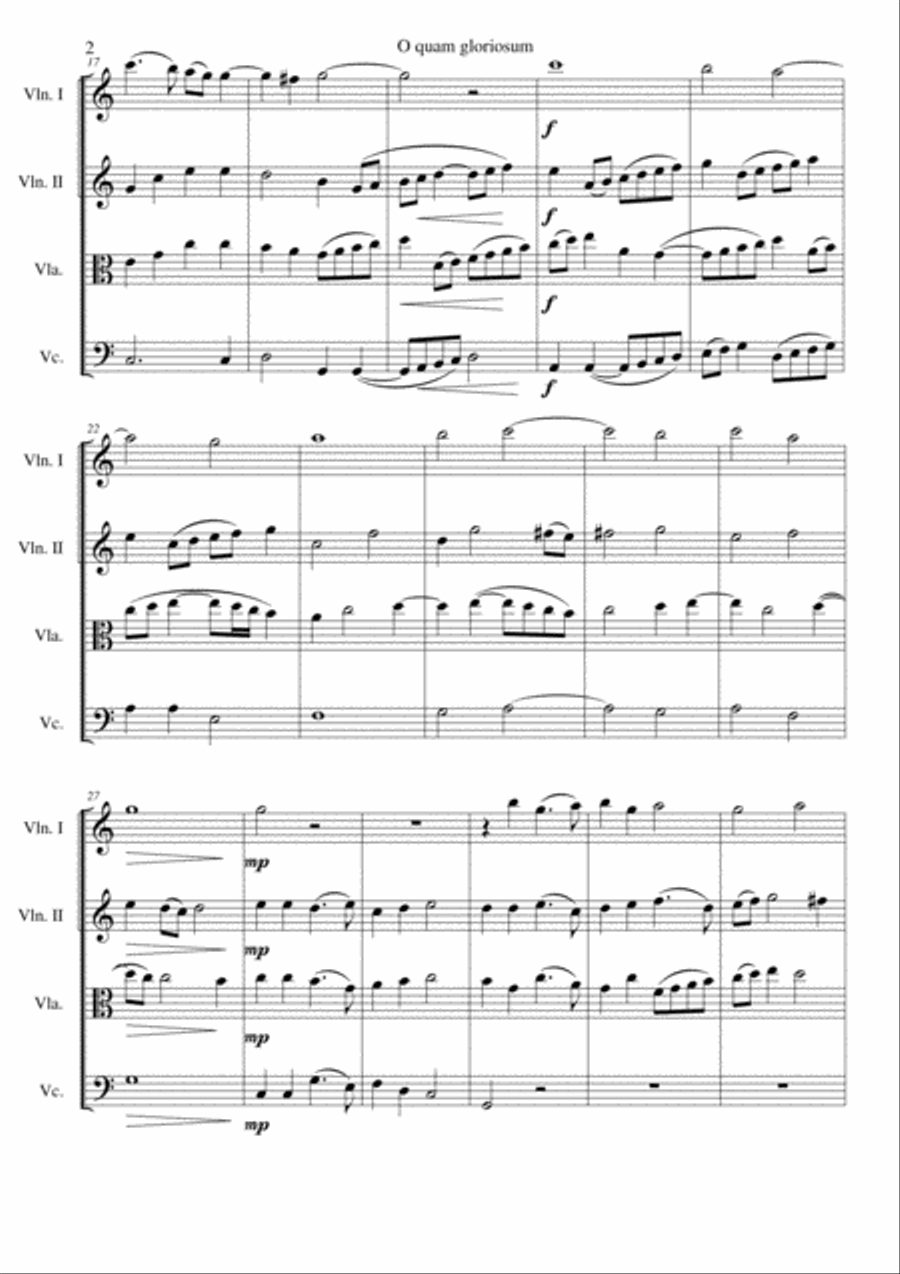 O quam gloriosum (Oh how glorious) for string quartet String Quartet scores gallery preview page 2