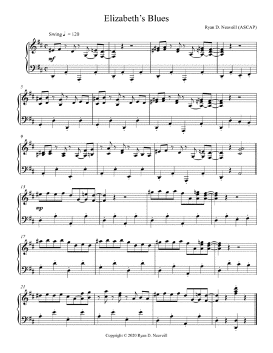 Elizabeth’s Blues Piano Method scores gallery preview page 1