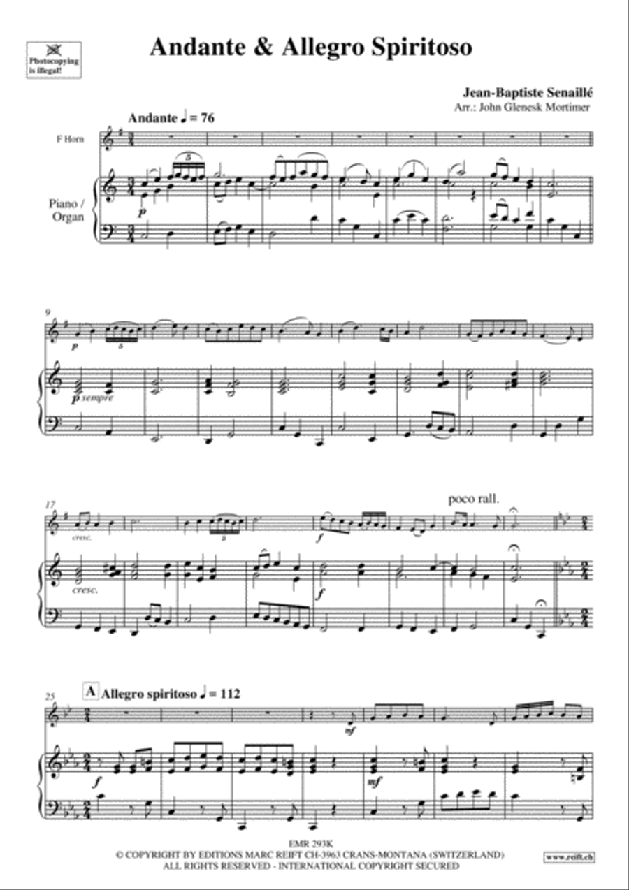 Andante & Allegro Spirituoso Horn scores gallery preview page 3