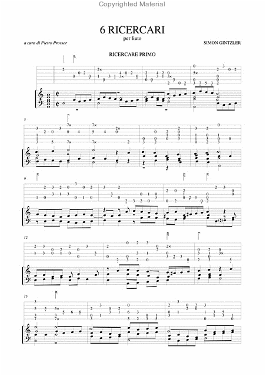 6 Ricercares (Venezia 1547) for Lute Lute scores gallery preview page 2
