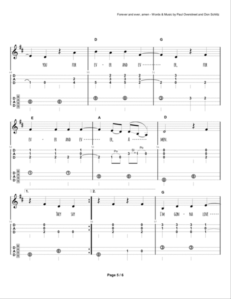 Forever And Ever, Amen Dulcimer scores gallery preview page 6