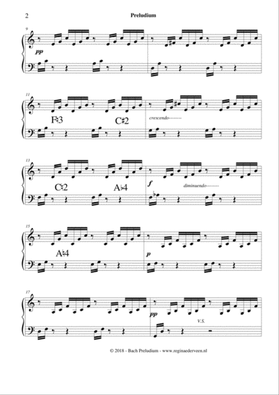 Preludium (Bach) - lever harp solo Celtic Harp scores gallery preview page 2