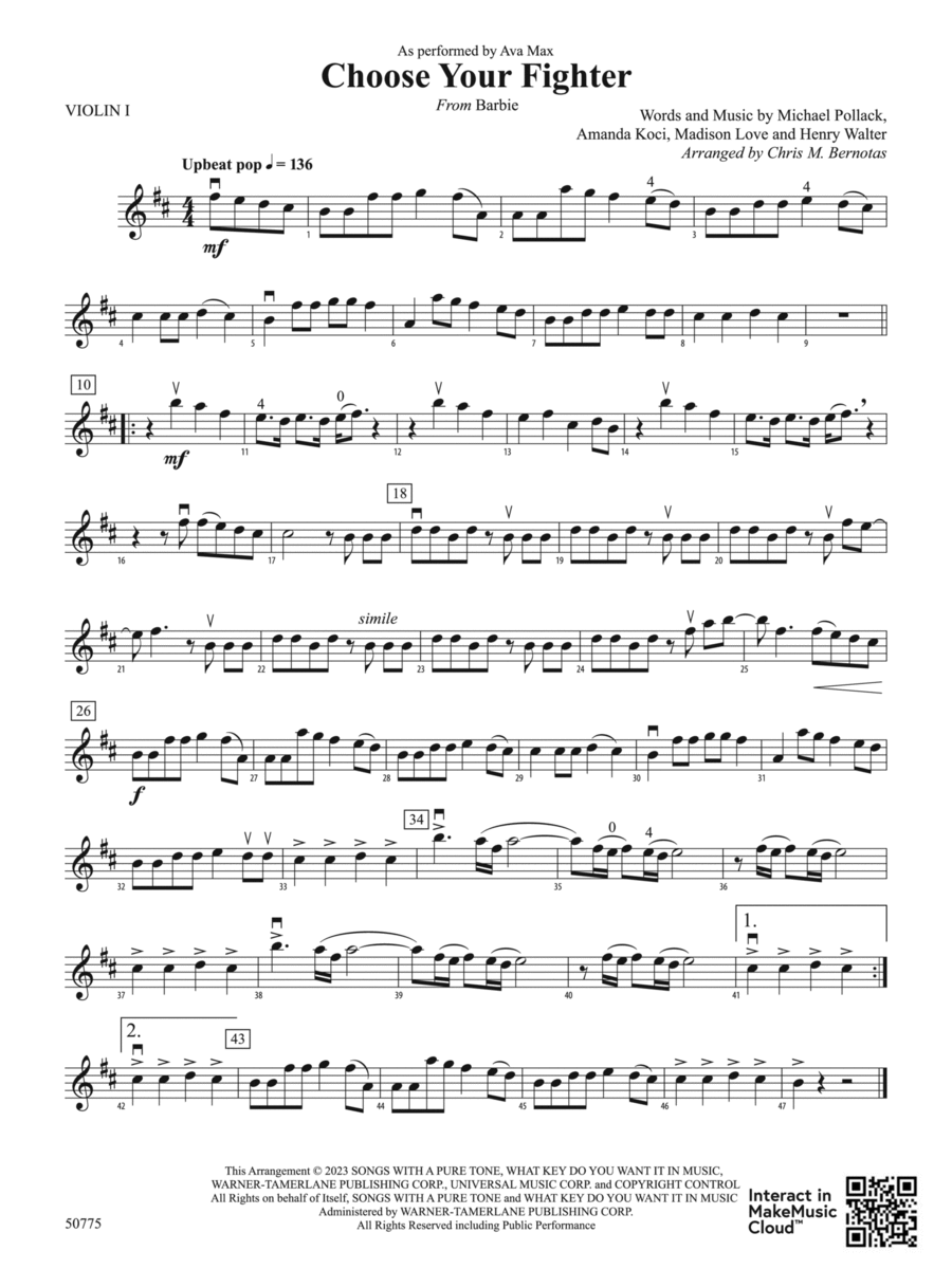 Choose Your Fighter: 1st Violin String Orchestra scores gallery preview page 1