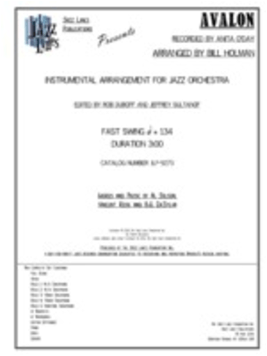Avalon Avalon Big Band scores gallery preview page 1