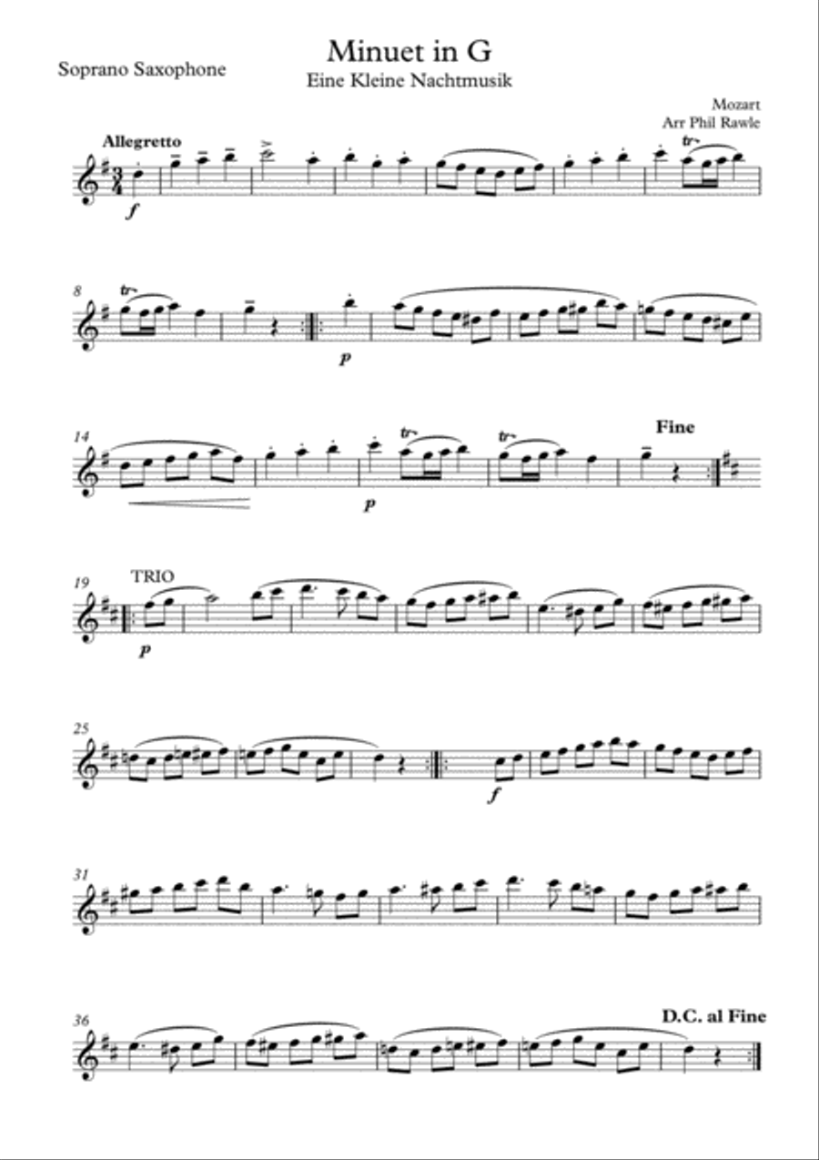 Minuet in G (Eine Kleine Nachtmusik) - Mozart Woodwind Quartet scores gallery preview page 3