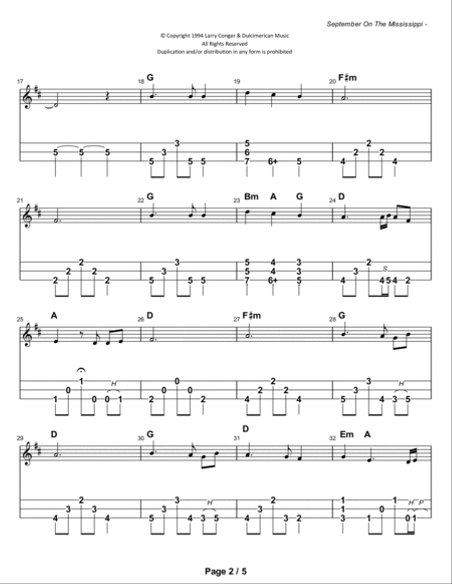 September On The Mississippi Dulcimer scores gallery preview page 3